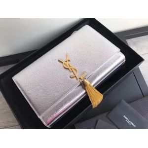 Buy cheap Adjustable Straps Polyester Saint Laurent YSL Woc Bag With Zipper Closure Silver from wholesalers