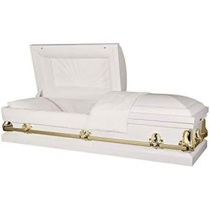 Buy cheap Casket Orion Series Steel Casket (White And Gold) Handcrafted Funeral Casket - White And Gold Finish With White Crepe from wholesalers