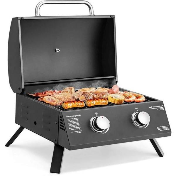 Quality Outdoor Camping Tabletop BBQ Gas Grill with Foldable Legs and Double 2 Burner Propane for sale