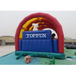 Red / Yellow PVC Tarpaulin Inflatable Water Jumping Castles With Roof