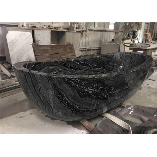 Quality Pedestal Natural Stone Bathtub Marble Material With Black Wooden Veins for sale