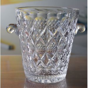 Buy cheap Machine Made Embossed Round Glass Bucket With Handle from wholesalers