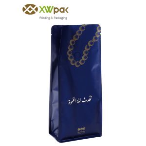 Customized Printed Flat Bottom Coffee Beans Packaging With Zipper