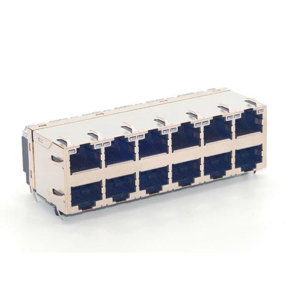 Buy cheap RJ Stacked Modular Jack, Shielded RJ45 Modular Jack Connector,with LEDs, 2x6 Ports from wholesalers