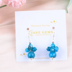 Buy cheap Gemstone Apatite Dainty Copper Silver Plating Natural Crystal Stone Dangle Short Flower Bead Earring from wholesalers