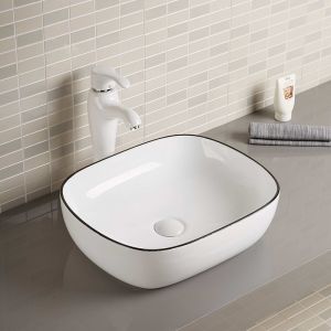 Buy cheap 500mm 600mm Rectangular Countertop Basin With Overflow from wholesalers