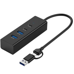 Buy cheap Dual Port USB A C HUB with 4Ports Data Expansion Design Black Color Aluminium Material from wholesalers