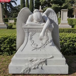 Buy cheap Custom Modern Outdoor Hand Carved Natural Stone Marble Weeping Angel Garden Statue Angel of Grief from wholesalers