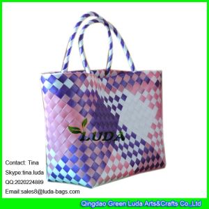 Buy cheap LUDA shopper waterproof beach bag colorful summer PP strap woven straw bag from wholesalers