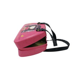 Mini Vintage Tin Case With Colorful Ribbon Handles Anti Rust Finish Metal Tin