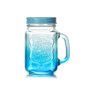 ODM Coloured Glass Coffee Cups 16 Oz Mason Jar Straw Lid Wide Mouth