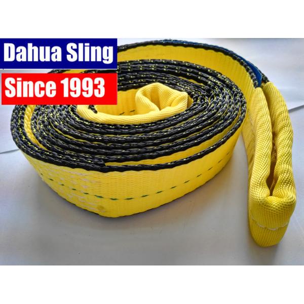 Quality Yellow 2 Inch Synthetic Flat Lifting Slings , 3100 lbs Crane Slings Rigging With Flat Folded Eye for sale