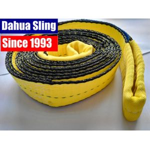 Buy cheap Yellow 2 Inch Synthetic Flat Lifting Slings , 3100 lbs Crane Slings Rigging With Flat Folded Eye from wholesalers