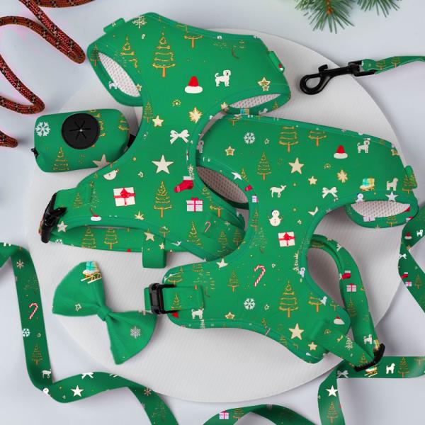 Buy cheap Popular Custom Personalized Designer Luxury No Pull Adjustable Collar Leash Bow Tie and Bandana Reversible Dog Harness Set from wholesalers