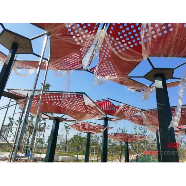 Metal Pavilion for Outdoor Sculpture and Public Art Unique Rose-Shaped Abstract Design