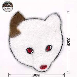 White Fox Custom Chenille Patches Small Animal Handmade Embroidery Technics