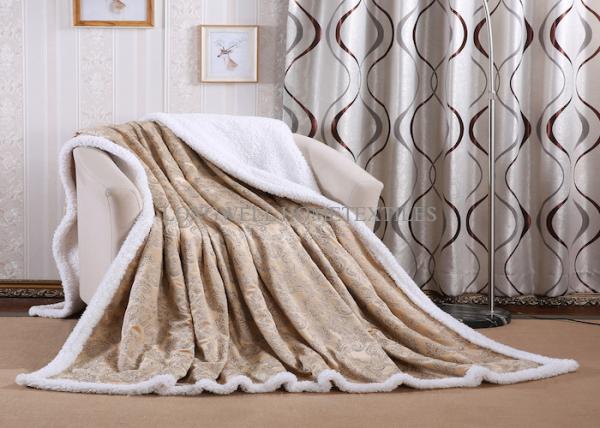 Buy cheap Polyester Double Sided Sherpa Blanket 160*220cm , Velvet Sherpa Comforter from wholesalers