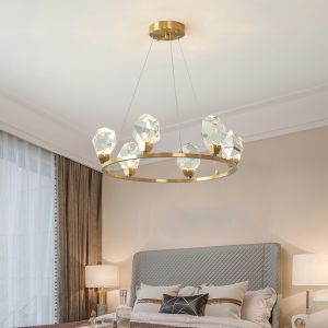 Modern Circle Rectangle Chandelier Lighting Living Dining Room Diamond Crystal