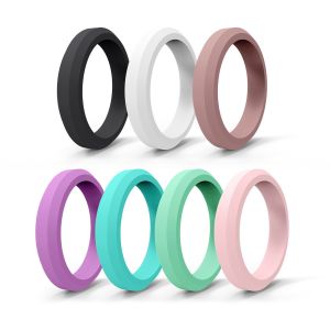 Buy cheap Third Party Appraisal Women's Silicone Wedding Band 4mm Beveled Edges Breathable product