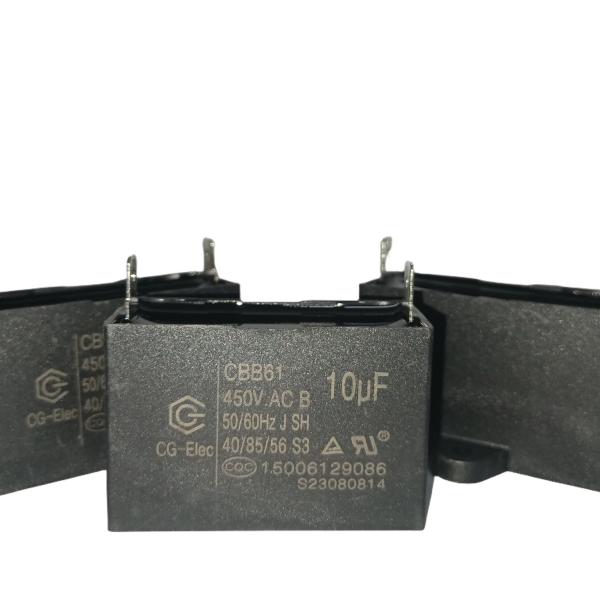 Quality CBB61 450V 10mfd Air Conditioner Fan Capacitor two qucik-connect teriminals S3 SH B-class for sale