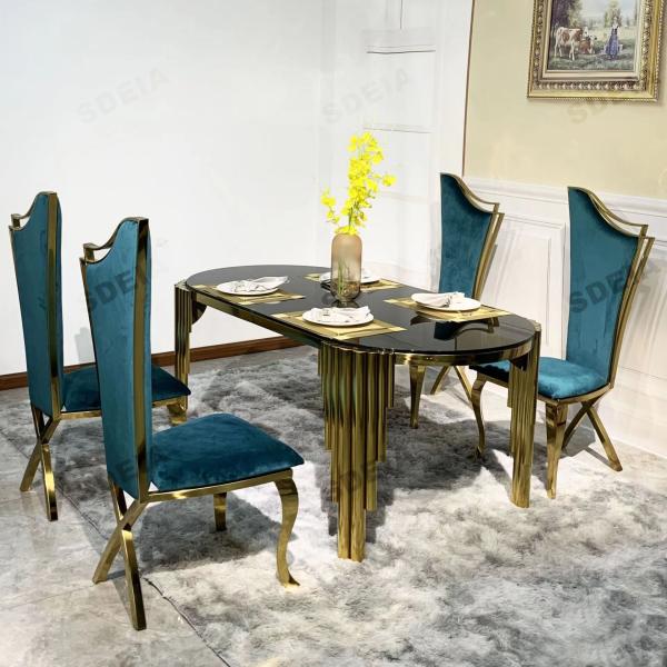 Quality 78cm High Oval Shape Dining Table With Glass Top Customized Color for sale