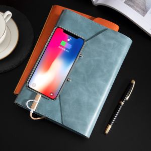 Folding Reusable Notepad With Power Bank , Multiscene Phone Charging Notebook