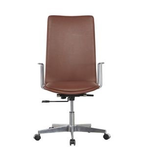 Buy cheap Polished Finish Classic Executive Chair Brown Leather Aluminium Armrest SGS product