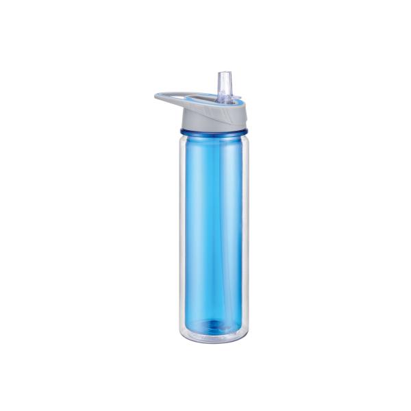 Quality 500ML Double Wall Plastic Sports Water Bottle BPA Free Drink Bottles With Straw for sale