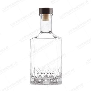 Buy cheap Glass Wine Bottle 500ml 750ml Round Glass Vodka Bottle Rum Glass Liquor Bottle With Cork from wholesalers