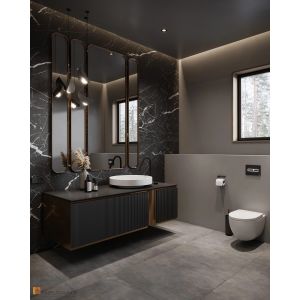 Buy cheap Customized Black Bathroom Vanity with Mirror and White Sink from wholesalers