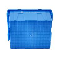 China 21L Stacking Crates Storage Box With Attached Lid Container Totes NO Foldable for sale