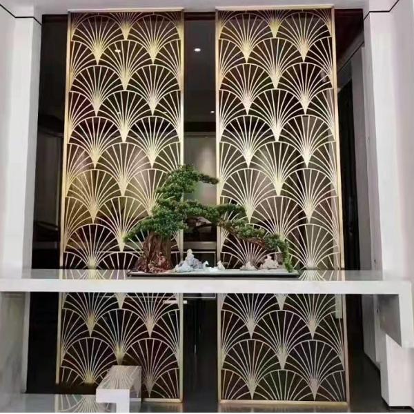 Buy cheap Golden decorative metal frame room divider wall panel from wholesalers