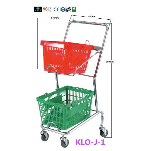 Supermarket Retail Plastic Shopping Basket Red / Hand Held Shopping Baskets