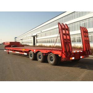 Buy cheap 60ton load 3 axles low bed semi trailer for heavy equipment transport from wholesalers
