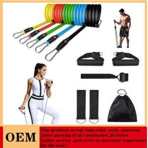 China 1.2m Natural Latex Pull Rope Elastic Resistance Bands 11 Pcs Set on sale
