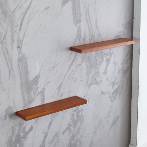 Buy cheap Teak MDF Wood 3CM 27lb Capacity Wall Hanging Bookshelf from wholesalers