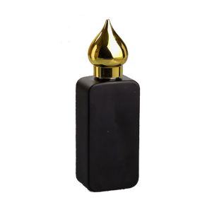 Buy cheap Black Matte Glass Rectangle Perfume Bottle Refillable With Screw Gold Cap from wholesalers