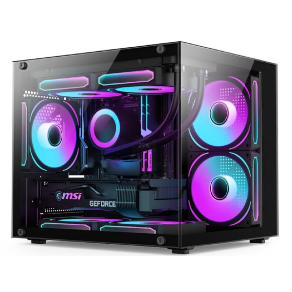 Buy cheap Panoramic Design Computer Case 0.35mm SPCC Steel 5 X 12cm Fans Glass Panels On The Left And Front For Gamers Home office Users And DIY Enthusiasts. from wholesalers