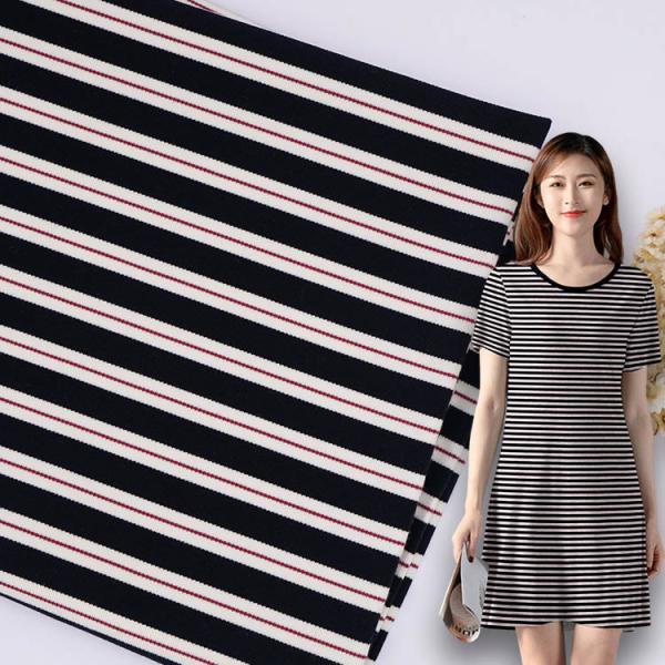 Buy cheap Smooth Soft Double Knit Fabric Breathable Stretch Striped Shirt Material from wholesalers