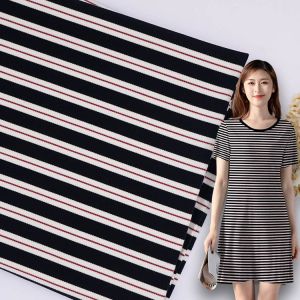 Buy cheap Smooth Soft Double Knit Fabric Breathable Stretch Striped Shirt Material from wholesalers