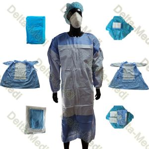 Buy cheap SMS 45gsm Reinforced Sterile Disposable Surgical Gown One Wrap from wholesalers
