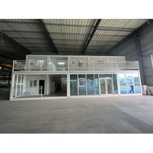 Buy cheap Flat Pack Office Container Two Storey Shipping Container Office With Glass Curtain For Temporary Construction Site from wholesalers