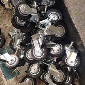 Buy cheap 85mm Rubber Casters Swivel Threaded Stem 110lbs Capacity from wholesalers