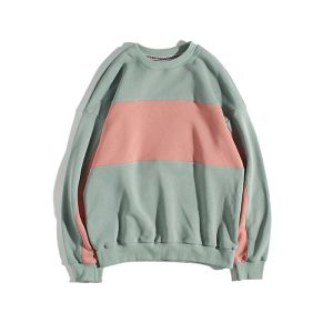 Buy cheap mens crewneck sweatshirt custom splicing cotton sweatshirt without hood from wholesalers