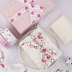 Luxury Grosgrain Satin Custom Ribbon Silk With Printed Logo Metallic Yarn Ribbon