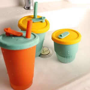 Hot Proof Portable Silicone Kids Cup For Tea Milk Juice 300ml 350ml