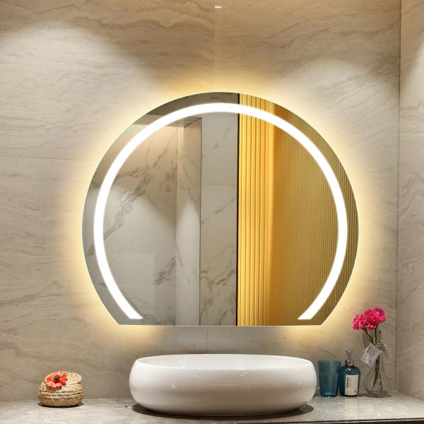 Customized Frame Round LED Backlit Bathroom Mirror with Defogging and ETL Certification
