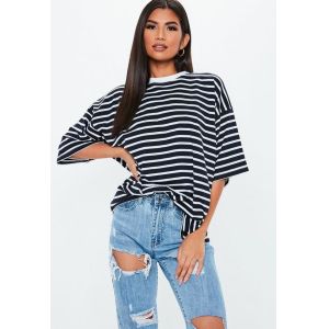 Buy cheap Oversized Custom Stripe Drop Shoulder T Shirt Printing from wholesalers