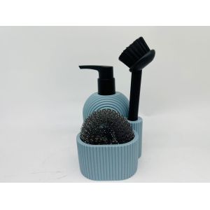 3N1 Sand Stone Utility Soap Dispenser With Stripe And S/S Nylon Brush And