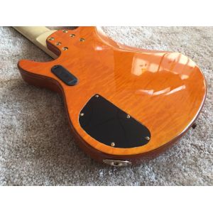 6 string bass guitar JP2 yellow quilted maple body back and front Active pickups